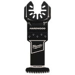 MILWAUKEE OPEN-LOK 1-3/8" HCS Japanese Tooth PRO-CURVE Hardwood Multi-Tool Blade with black body and silver text.