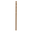 The RED HELIX™ Cobalt 5/64" Drill Bit is a small, spiral-fluted drill bit made of cobalt. It features a gold finish, designed for durability and precise drilling in tough materials.