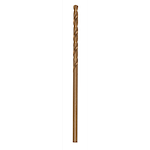The RED HELIX™ Cobalt 5/64" Drill Bit is a small, spiral-fluted drill bit made of cobalt. It features a gold finish, designed for durability and precise drilling in tough materials.
