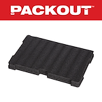 Customizable Foam Insert for Packout storage system, featuring a rectangular, dark foam block with notches for fitting and customization.