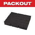 PACKOUT black foam block insert with rectangular shape and multiple cutouts for customizable tool storage solutions.