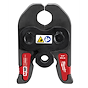 The M18 Jaws and Rings - Stainless Steel is a robust, red and black tool accessory designed for specific pressing tasks.