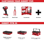 Compatible tool boxes for regular foam insert are customizable for power tools, hand tools, and accessories, fitting specific PACKOUT models.