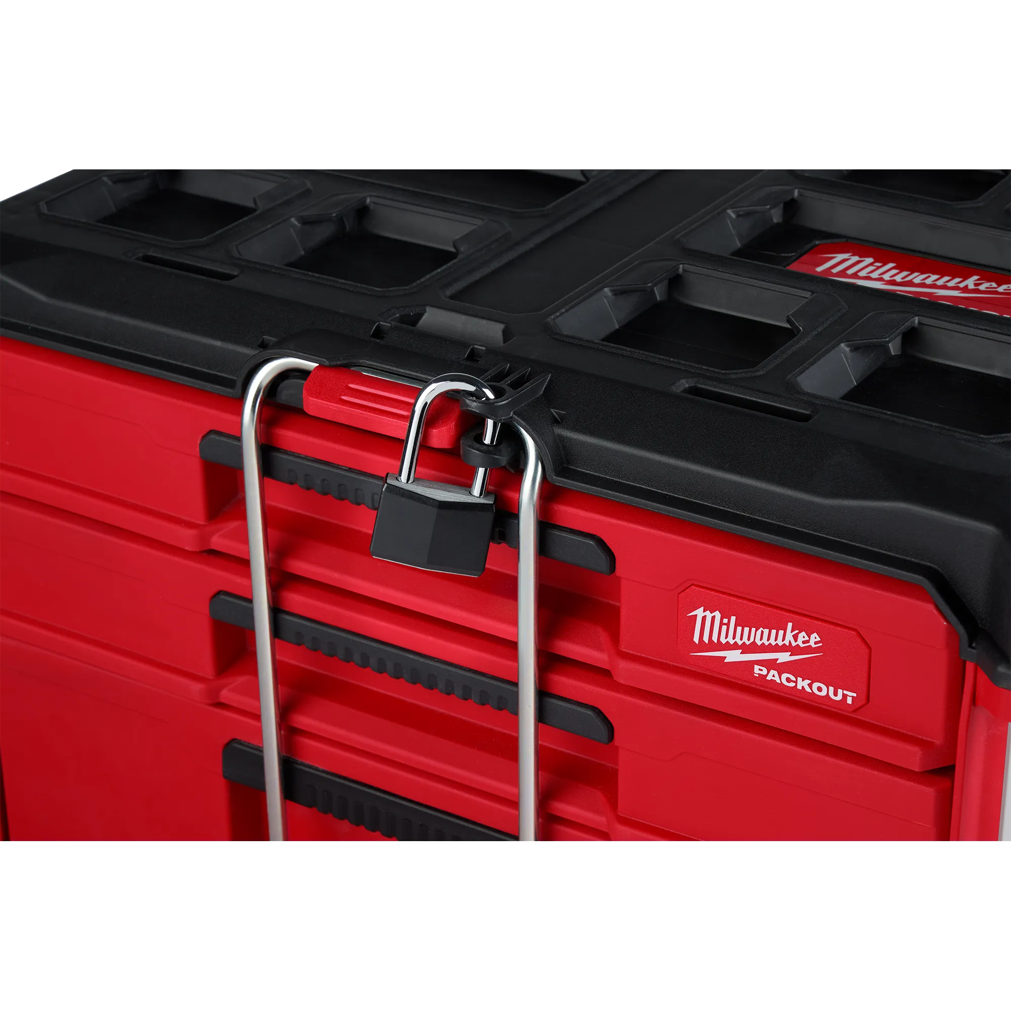 The PACKOUT 3-Drawer Tool Box secured