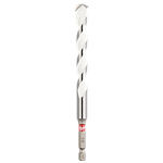 1/2" x 4" x 6" SHOCKWAVE Impact Duty Carbide Multi-Material Drill Bit featuring a silver and white spiral design.