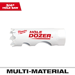 Milwaukee 3/4" Hole Dozer Bi-Metal Hole Saw with white body and red text, designed for multi-material cutting applications.