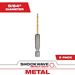 SHOCKWAVE 5/64 in. Titanium Drill Bit features a 5/64-inch diameter designed for metal drilling. The drill bit comes in a two-pack and is part of the SHOCKWAVE impact duty line. The titanium coating enhances durability and performance.
