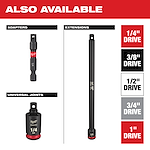 PTA Sockets product image displays various models including adapters, extensions, and universal joints. Labeling indicates available drive sizes: 1/4", 3/8", 1/2", 3/4", and 1". The background is white with red, grey, and black text.