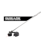 QUIK-LOK 16” String Trimmer Attachment with long metal shaft and black trimmer head on white background.
