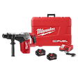 Image of the M18 FUEL 1-9/16 SDS MAX Hammer Drill Primary Image. Includes a hammer drill, two batteries, a charger, and a red carrying case labeled "Milwaukee M18 FUEL."
