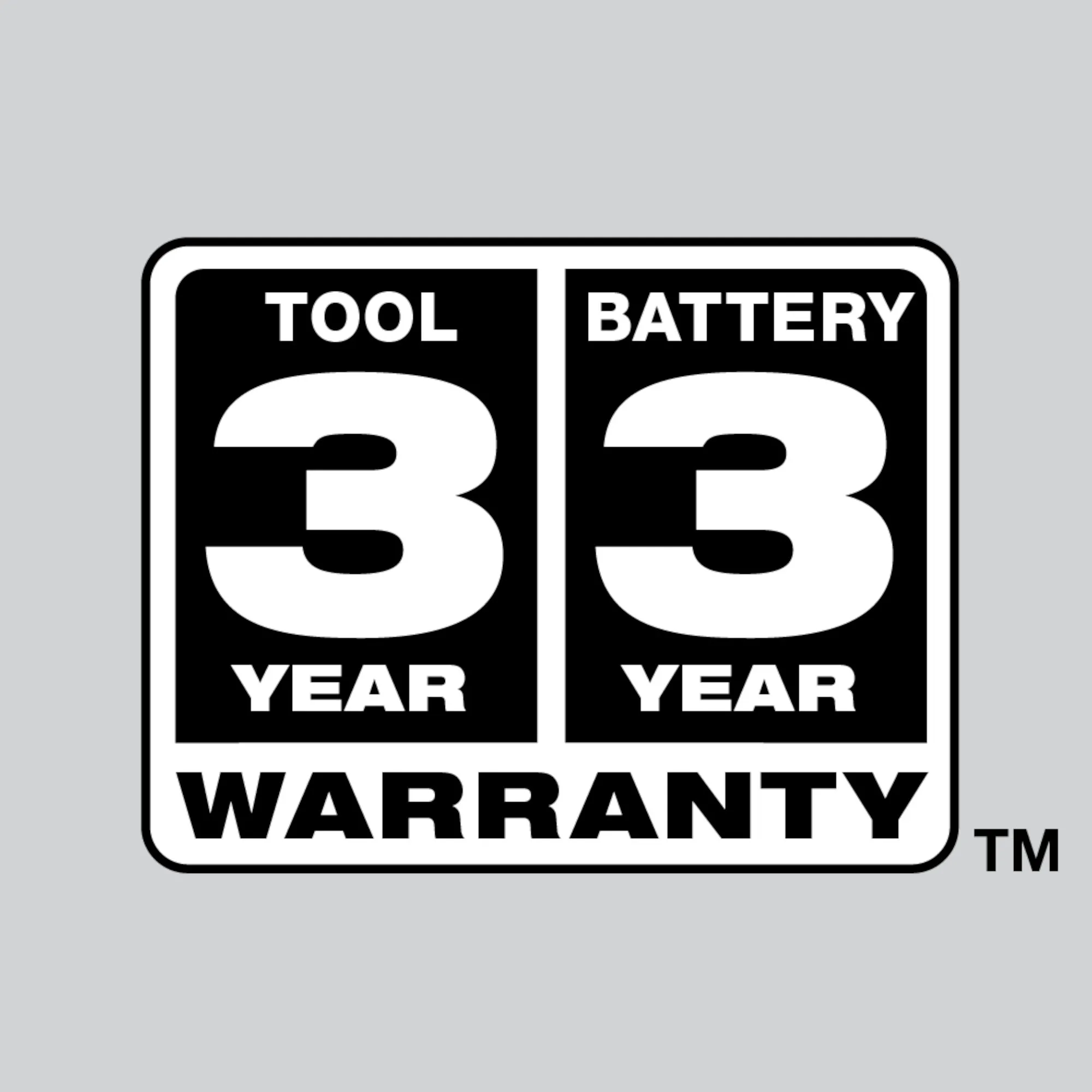 3 year tool warranty 3 year battery warranty logo