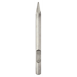 Steel 1-1/8" hex shank moil point chisel, 16 inches long. Features a sharp pointed tip for chiseling and demolition tasks.