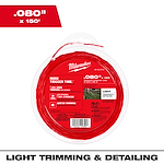 Milwaukee .080" x 150' Twisted Trimmer Line for Light Trimming & Detailing in a red packaging.