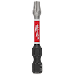 This image shows a SHOCKWAVE™ 2" Impact Duty TORX® T25 Power Bit. The bit has a red and silver shaft with the brand name Milwaukee on it, and a T25 tip designed for impact-duty performance.