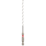 3/16" x 4" x 6" SHOCKWAVE Impact Duty Carbide Multi-Material Drill Bit with a spiral groove and red branding near the base.