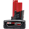 M12 REDLITHIUM XC 4.0 Extended Capacity Battery Pack, featuring a black and red design, suitable for M12 power tools.