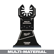 Milwaukee Open-Lok 2-1/2" titanium charged bi-metal multi-material multi-tool blade, black with white text, shown front view.