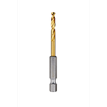 The Red Helix Titanium Impact Drill Bit features a gold-colored titanium coating on its spiral cutting section and a silver hexagonal shank. Designed for high durability and precision, the drill bit is ideal for impact drilling tasks and compatible with various drill drivers and impact tools.