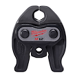The Milwaukee M12 Jaws are black heavy-duty metal pipe clamping tools with red branding on the front. They are used for plumbing applications.