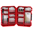 The SHOCKWAVE™ Impact Duty Drill & Drive Set - 60PC includes various drill bits and screwdrivers organized in a red plastic case. The case is open, displaying its contents neatly in designated sections.