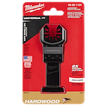MILWAUKEE OPEN-LOK 1-3/8" HCS Japanese Tooth PRO-CURVE Hardwood Multi-Tool Blade, displayed in original red and black packaging.