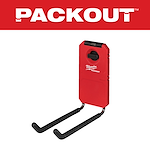 Red PACKOUT 9” Straight Hook with a black rubber-coated hook, designed for wall mounting and organizing tools or equipment.
