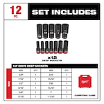 12PC SHOCKWAVE Impact Duty(TM) 1/2" Drive SAE Deep 6 Point Socket Set