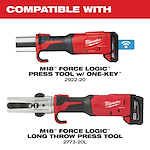 Image of the Milwaukee M18 FORCE LOGIC Press Tool w/ONE-KEY & M18 FORCE LOGIC Long Throw Press Tool with the text "compatible with"