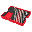 A 15PC Metric Combination Wrench Set with Tray for PACKOUT™ Drawers. The set includes 15 wrenches neatly organized in a black and red tray, designed to fit securely in PACKOUT™ drawers.