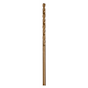 The RED HELIX™ Cobalt 3/32" Drill Bit features a sleek, gold-colored design with a spiral flute pattern, ideal for precision drilling in tough materials. The cobalt construction ensures durability and high performance for various drilling applications.