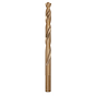 The RED HELIX™ Cobalt 5/16" Drill Bit features a spiral flute design and is made of cobalt steel. It is used for drilling through hard metals and surfaces. The bit has a bronze color and a hex shank for secure grip in drill chucks.