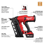 Walkaround image of the Milwaukee M18 FUEL Duplex Nailer highlighting its USPs