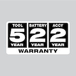 5 Year Tool, Year Battery & 2 Year ACCY Warranty