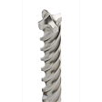 The SDS+ MX4 5/8" X 6" X 8" drill bit features a spiral flute design and a quad-edge carbide tip, optimized for enhanced drilling efficiency and durability in concrete and masonry.