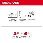 This Milwaukee product is ideal for sinks, kitchen sinks, bathtubs, showers, and floor traps. It supports a pipe capacity of 3 to 6 inches.