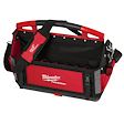 Milwaukee PACKOUT Modular Storage System: 20 inch Tote. Red and black tote bag with shoulder strap and multiple compartments.