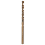 The RED HELIX™ Cobalt 5/32" Drill Bit is a metallic tool with a twisted design for improved cutting efficiency. It features a bronze-colored cobalt coating, enhancing durability and heat resistance for drilling through tough materials. The bit measures 5/32 inches in diameter, suitable for various drilling applications.