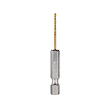 Red Helix Titanium Impact Drill Bit features a hexagonal shank and a golden, spiral-tipped drill designed for durability and precision. The bit is labeled with "7/64," indicating its size. Ideal for heavy-duty drilling tasks.