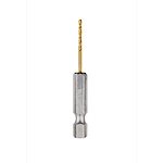 Red Helix Titanium Impact Drill Bit features a hexagonal shank and a golden, spiral-tipped drill designed for durability and precision. The bit is labeled with "7/64," indicating its size. Ideal for heavy-duty drilling tasks.