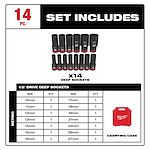 14PC SHOCKWAVE Impact Duty(TM) 1/2" Drive Metric Deep 6 Point Socket Set