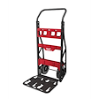 Red and black PACKOUT 2-Wheel Cart with an ergonomic handle, storage compartments, and large wheels for easy transportation.