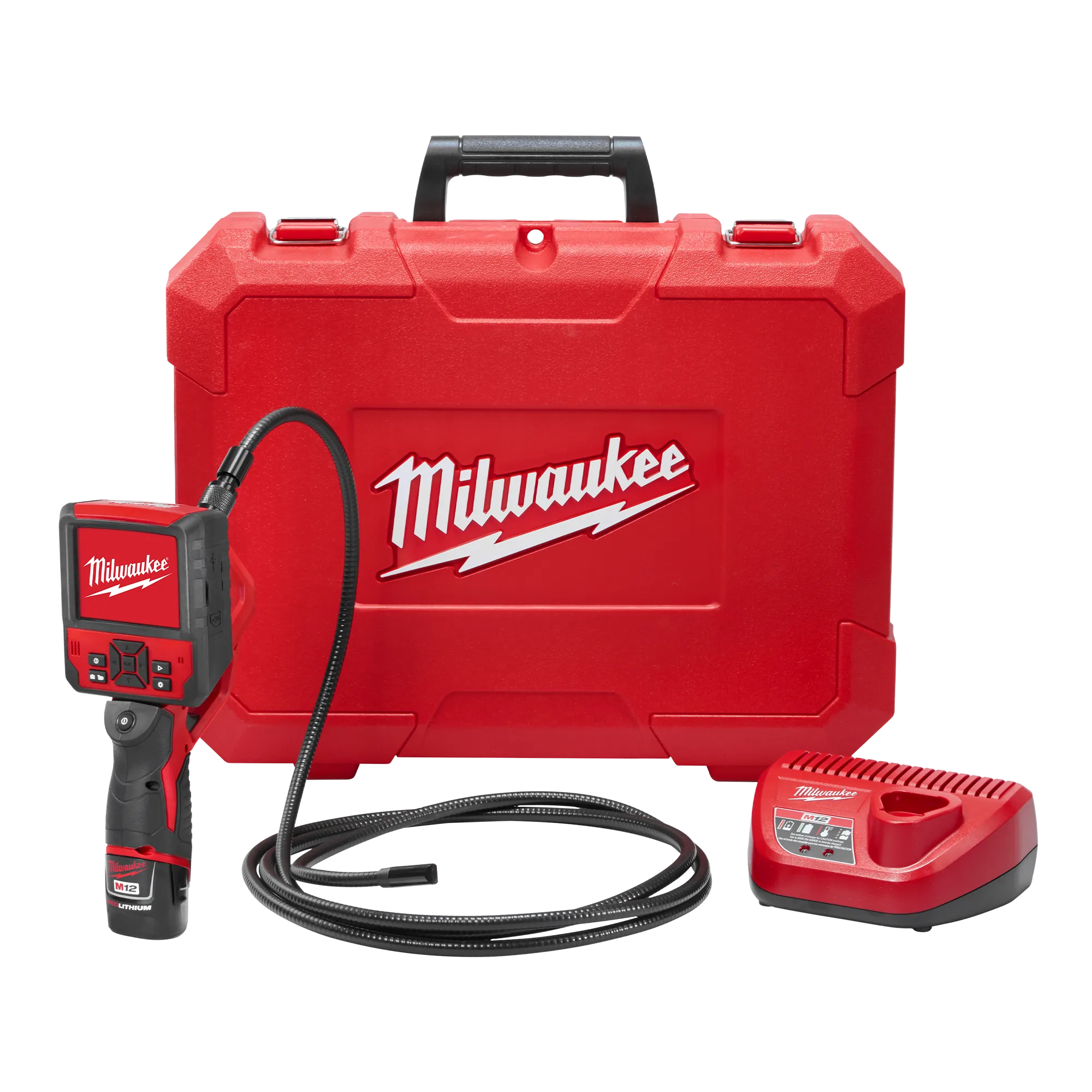 2315-20 M-Spector FLEX™ Console, 9 ft Inspection Camera Cable, SD Card, USB Cable, (1) M12™ REDLITHIUM™ Compact Battery Pack, Charger and Carrying Case - M-Spector FLEX™ Inspection Camera Cable Kit